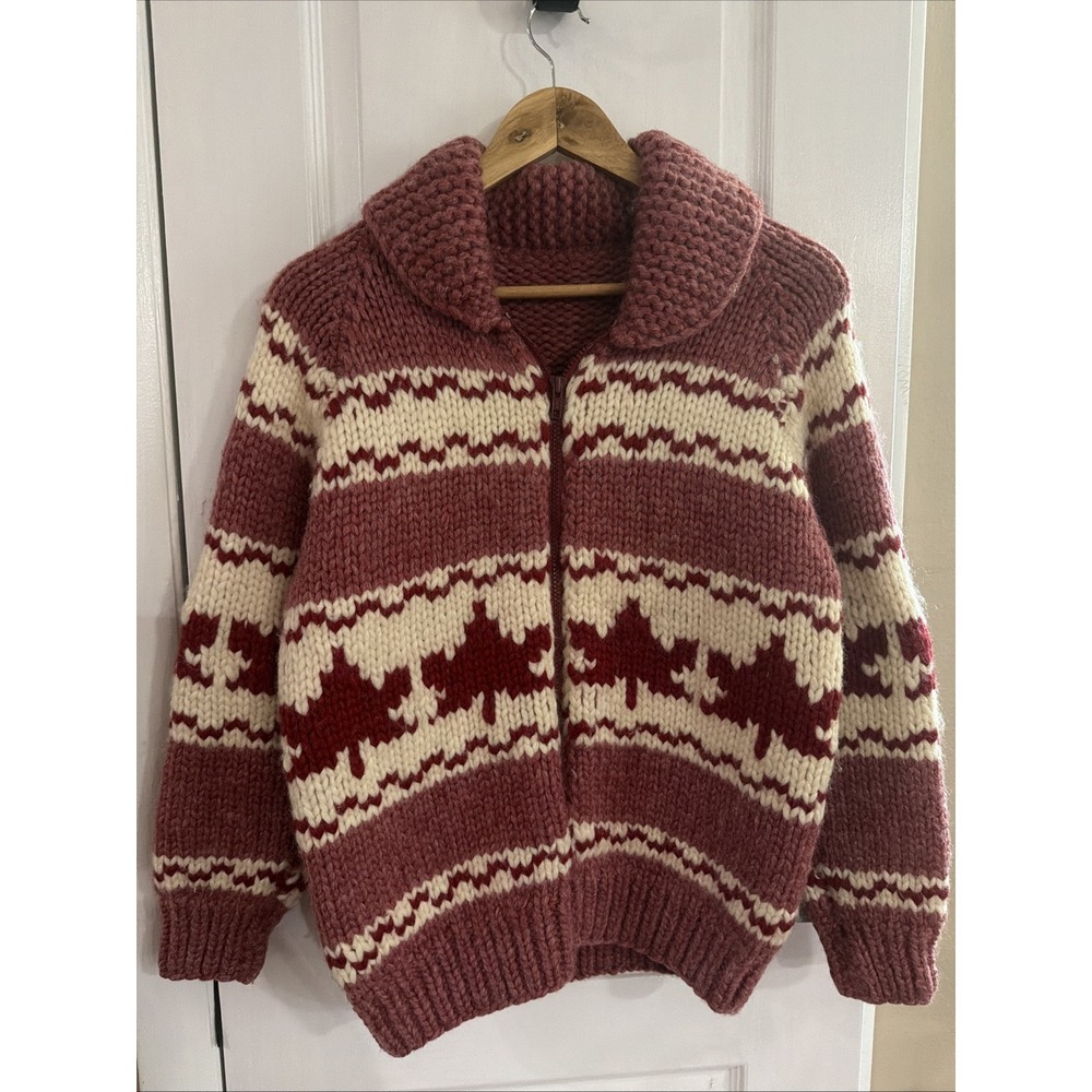 Authentic Women's COWICHAN INDIAN Full-Zip Cowichan Sweater 90s Vintage Handmade